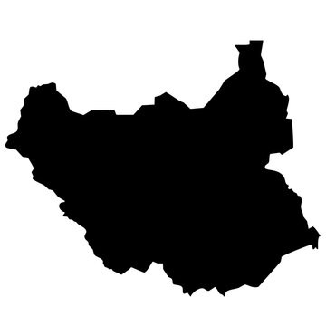 black silhouette map of South Sudan isolated on a transparent background 