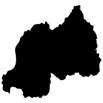 black silhouette map of Rwanda isolated on a transparent background 