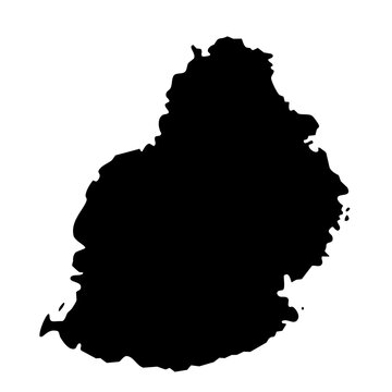 black silhouette map of Mauritius isolated on a transparent background 