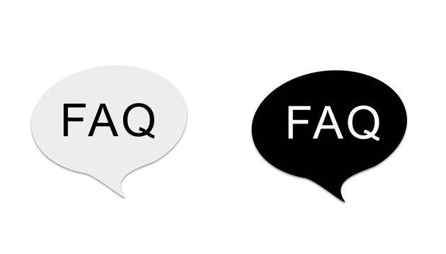 FAQ Speech Bubble Chat Icon Set Isolated on Transparent Background, Frequently Asked Questions Symbol for Help Support and Customer Service
