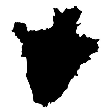 black silhouette map of Burundi isolated on a transparent background 