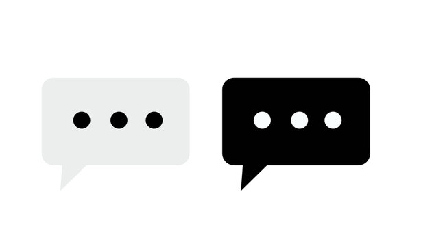 Three Dots Chat Bubble Message Icon Set on Transparent Background, Typing Indicator Speech Bubble Symbol for Messaging, Communication and Conversation