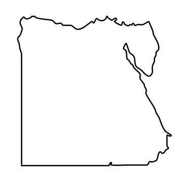 Egypt black outline map isolated on a transparent background 