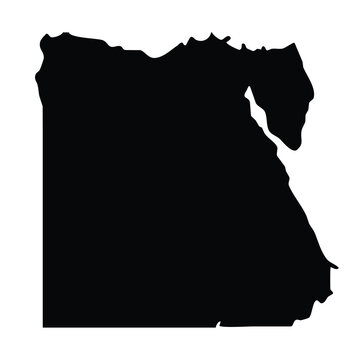 black silhouette map of Egypt isolated on a transparent background 