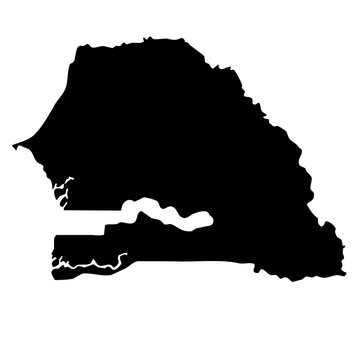 black silhouette map of Senegal isolated on a transparent background 