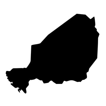 black silhouette map of Niger isolated on a transparent background 