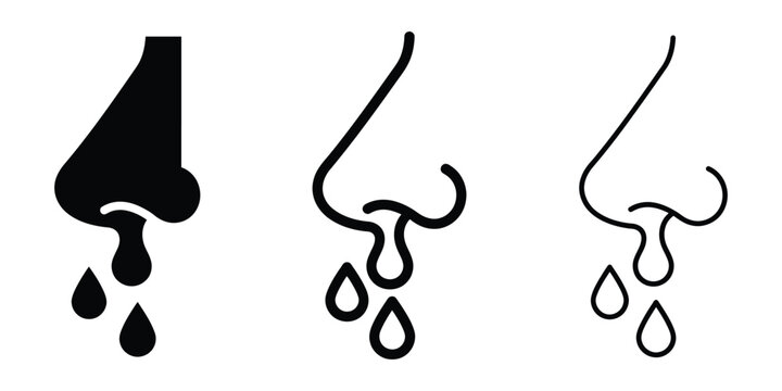 Runny nose icon silhouette vector outline and line art