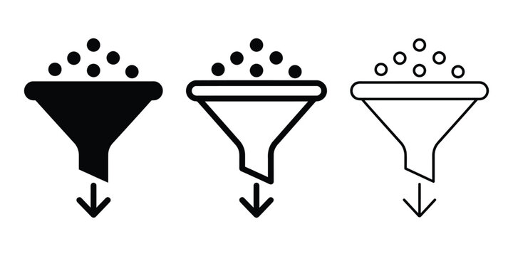 Sales funnel icon silhouette vector outline and line art