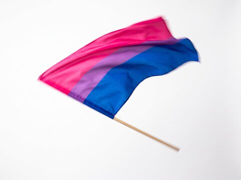 Bisexual flag moving fast in the air with motion blur