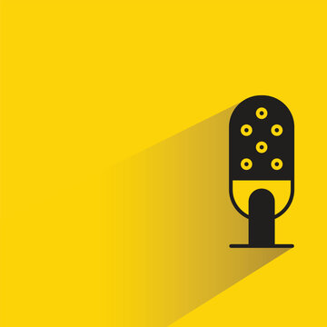 microphone icon with drop shadow on yellow background