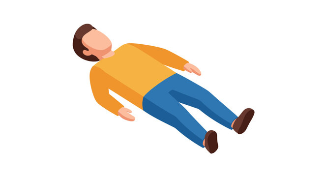 Man lying flat on his back in isometric view