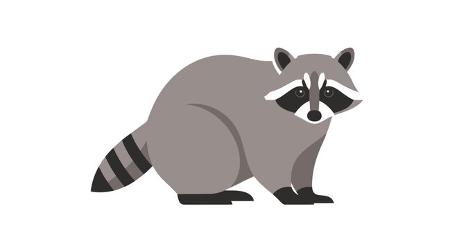North american raccoon standing on a white background