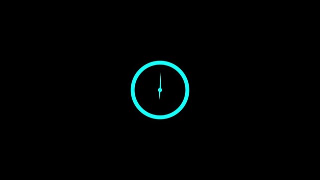 Clock spinning, watch animation on white background with alpha channel. Clock icon flat style. 12 hours clock dial , twenty-four hours time lapse animation. Analog clock spinning animation