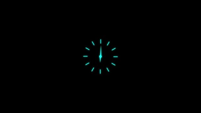 Clock spinning, watch animation on white background with alpha channel. Clock icon flat style. 12 hours clock dial , twenty-four hours time lapse animation.
