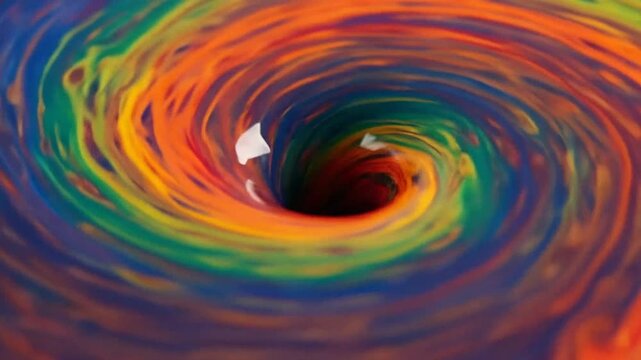 Vibrant oil paint vortex with swirling orange and green colors