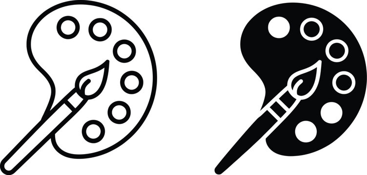 Paint icon featuring brush and paint symbols for graphic design, home renovation, art projects, creative tools, and decoration.
