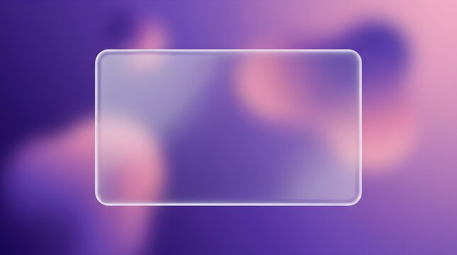 Transparent glass rectangle with soft blur effect on a gradient purple and pink background suitable for digital overlays and modern design projects