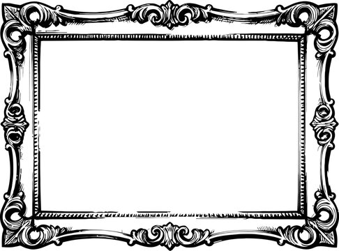 Ornate vintage rectangular frame with decorative floral patterns and intricate baroque design