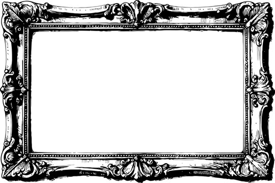 Ornate vintage rectangular frame with intricate carved details and floral patterns