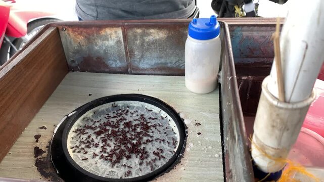 The process of making leker to be presented to the buyer. Leker is one of the most popular snacks in Indonesia.
