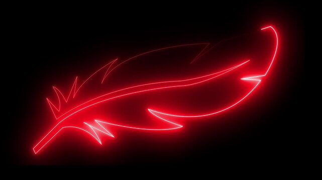 owing neon Feather icon isolated on black background, . 4k video animation