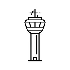 Obraz premium Airport control tower icon on transparent grid.