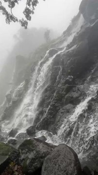 Hidden monsoon waterfall in Bhimashankar, Western Ghats, India.
