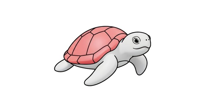 Cartoon turtle with pink shell swimming.