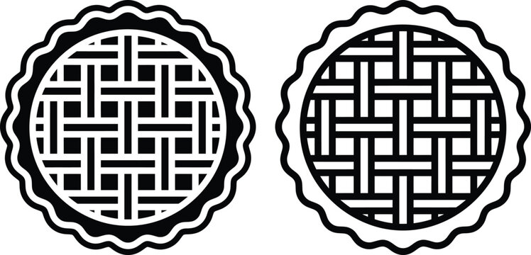 Lattice pattern pie icons representing bakery and dessert items vector illustration with silhouette homemade delicious culinary