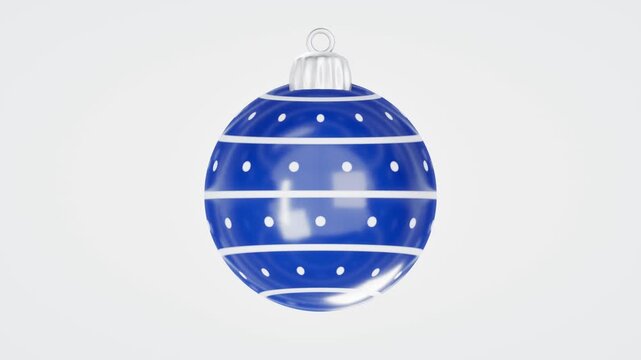 Blue christmas ornament with white patterns. 3d rendering