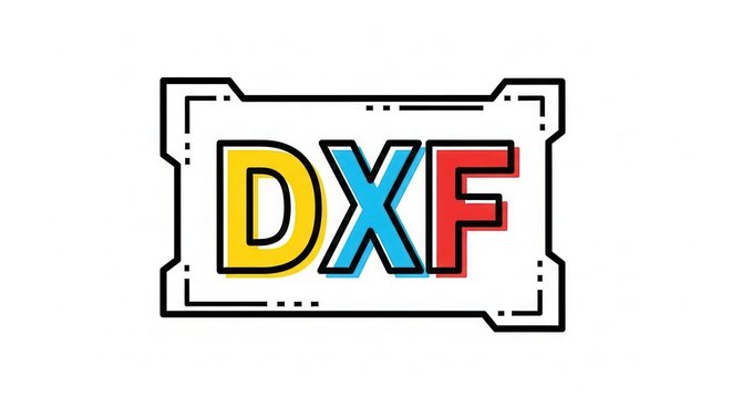 DXF File Format Icon: Vector Graphics, CAD Data, 3D Design