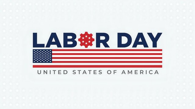 Labor day holiday graphic with american flag design and united states of america text on white background