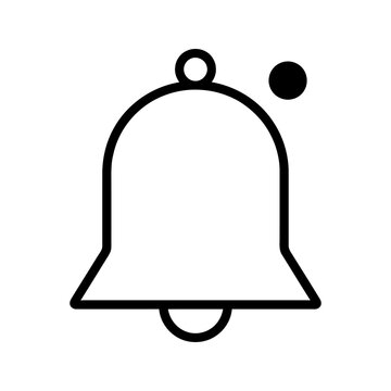 Notification bell icon with dot on transparent background simple outline.