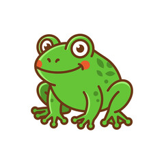Obraz premium Green frog side profile sitting amphibian illustration.