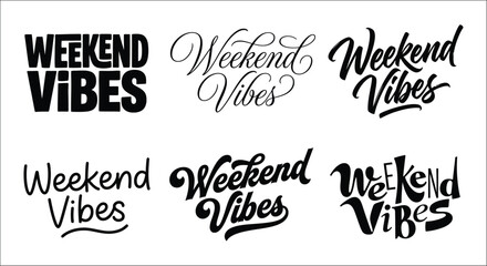 Weekend Vibes lettering variations in diverse script styles on a white background calligraphy hand lettering typography type font © Sagor