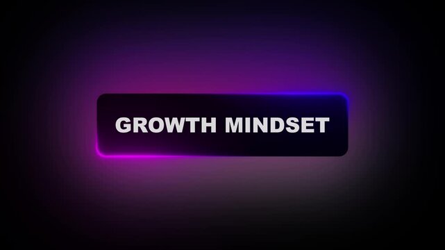 Dynamic Neon Glow Button Animation with Profit Margin and Growth Mindset Text Prompts on Dark Abstract Gradient Background
