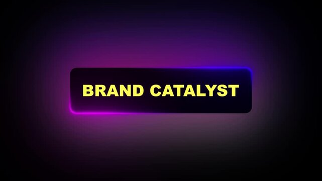 Dynamic Neon Glow Button Animation with Digital Empire and Brand Catalyst Text Prompts on Dark Abstract Gradient Background