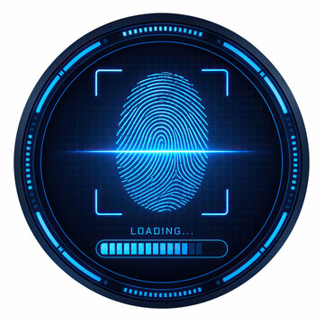 Digital fingerprint scanner icon for biometric security identification