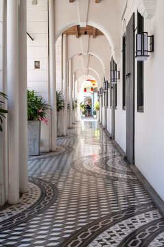 Penang covered walkway in Georgetown Malaysia