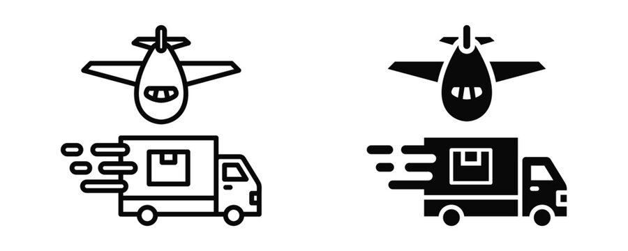 Multimodal Delivery Icon sheet Line Glyph style collection