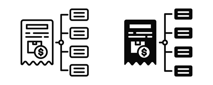 Shipping Invoice Icon sheet Line Glyph style collection