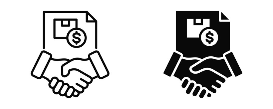 Logistics Agreement Icon sheet Line Glyph style collection