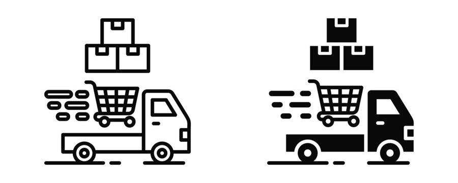 Delivery Shopping Icon sheet Line Glyph style collection