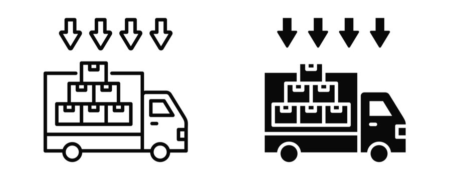 Truck Loading Icon sheet Line Glyph style collection