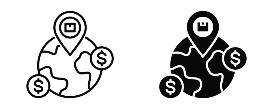 Global Trade Icon sheet Line Glyph style collection