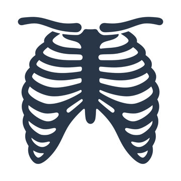 Isolated human rib cage skeleton torso silhouette, medical anatomy symbol