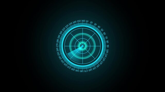 Radar Scanning loop. Radar screen animation Looped animation radar icon on a transparent background