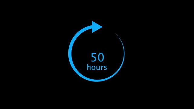 50 hours repeat icon animation best object on black 4K Video motion animation