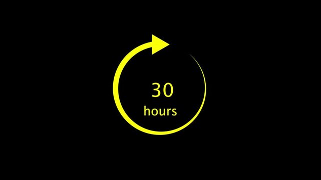 30 hours work shift icon animation with clockwise arrow