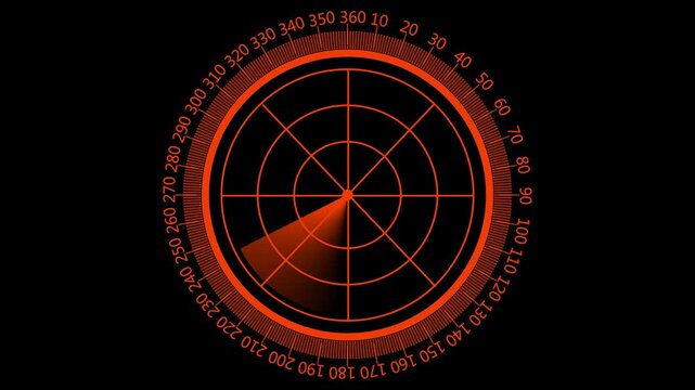 Radar Scanning loop.radar screen animation icon on a transparent background